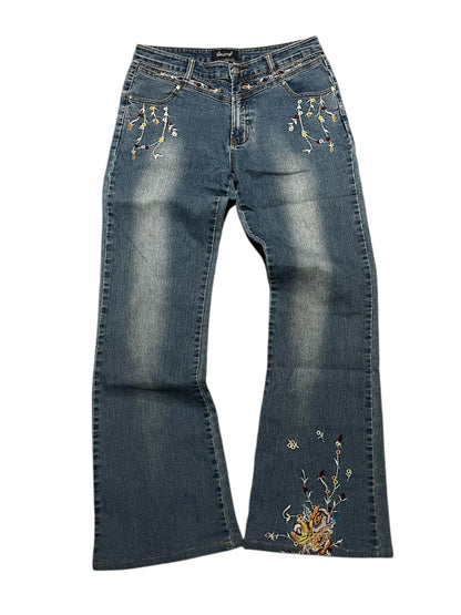 Baggy jeans Embroidered Flowers