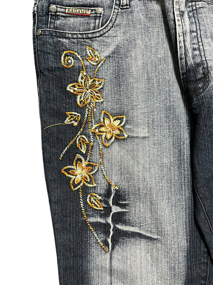 Baggy jeans Embroidered Print flowers (42)