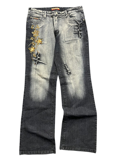 Baggy jeans Embroidered Print flowers (42)